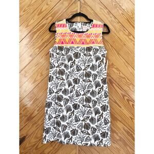 Persifor Floral Print Embroidered Shift Dress